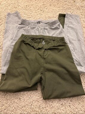 GAP Kids Olive Green & Light Gray girls leggings size large